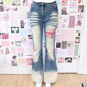 rios badalona union jack flare jeans